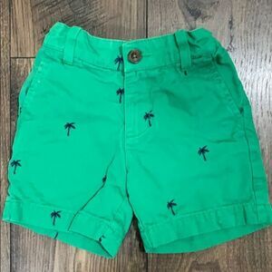 Hanna-Andersson Boys Green Palm Tree Shorts Size 100/US4